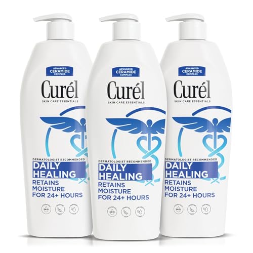 Curel Daily Healing Lotion for Sensitive and Dry Skin, Hand and Body Lotion that Restores Moisture and Relieves Irritated Itchy Skin, Ceramide Moisturizer, Body Care, Lotion Bulk, 13 Oz (Pack of 3)