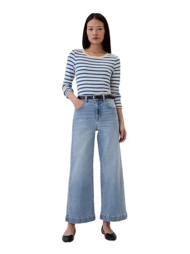 GAP Womens High Rise Wide Leg Cropped Jeans Light Wash 34 REG