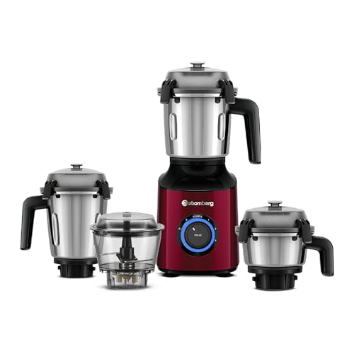 Atomberg Zenova Mixer Grinder for Kitchen with Intelligent BLDC Motor | Unique Coarse Mode for Silbatta-like Texture | 4 Jars incl. Chopper | Hands-Fr