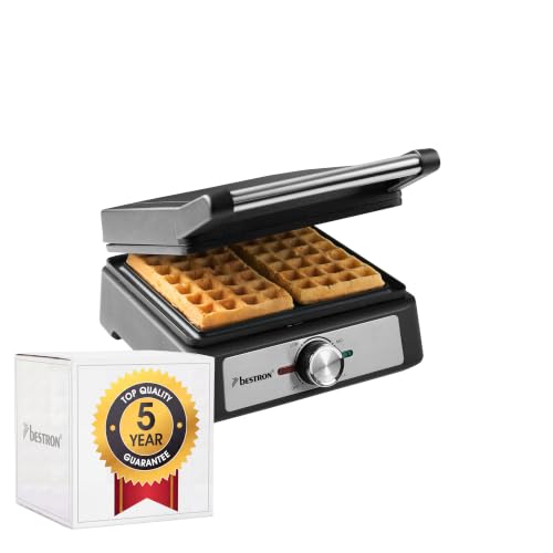 (-37%) Bestron Waffeleisen für belgische Waffeln, Brüsseler Waffeleisen für zwei dicke Waffeln, mit Antihaftbeschichtung & Cool Touch Handgriff, Black Label Kollektion, Farbe: Mattschwarz