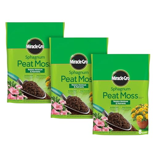 Miracle-Gro Sphagnum Peat Moss, Enriched with Plant Food, Add to Potting Mixes and Native Soil, 8 qt., 3-Pack