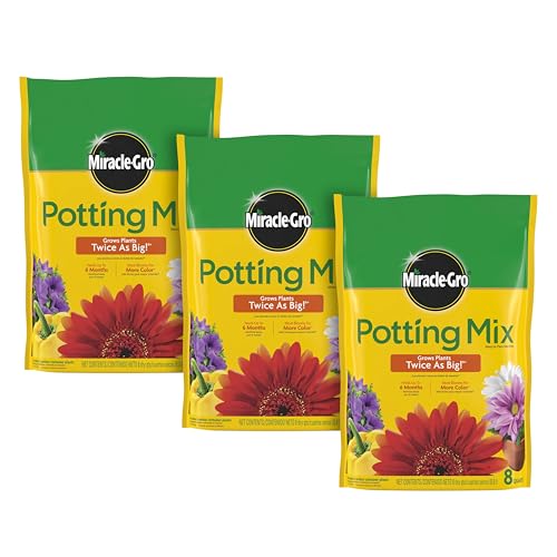 Miracle-Gro Potting Mix, For Indoor or Outdoor Potted Plants, Flowers, Vegetables, Shrubs, Annuals, and Perennials, Feeds Up to 6 Months, 8 qt.