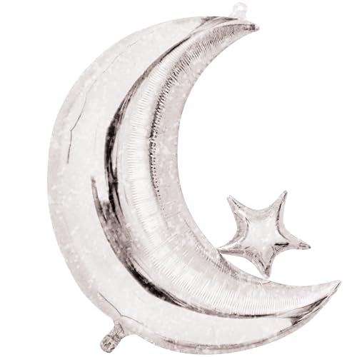 Starry Night Moon Shaped Metallic Balloon