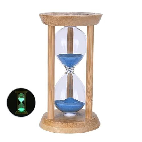 Mini Wooden Sand Timers,100% Bamboo Hourglass Sand Timers 1Min Sandglass Timer for Toothbrush Timer Games Classroom Home Office Cooking（Blue+1Min）