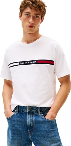 (-45%) Tommy Hilfiger Herren T-Shirt Kurzarm Rundhalsausschnitt, Weiß (White), XL