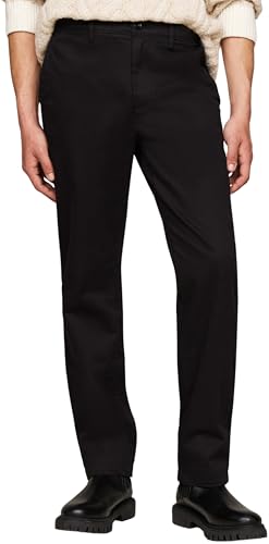 (-63%) Tommy Hilfiger Herren Chino Hose Denton Satin Straight Fit, Schwarz (Black), 28W/34L