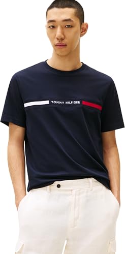 🔥 STARKER PREIS (-50%) Tommy Hilfiger Herren T-Shirt Kurzarm Rundhalsausschnitt, Blau (Desert Sky), L