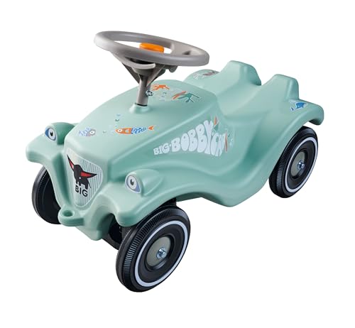 (-45%) Big Bobby Car Classic Green Sea - Rutschauto ab 1 Jahr im bunten Meeres-Design mit grauem Sicherheits-Lenkrad und Hupe, für Kinder von 1-5 Jahre (bis 50 kg), Salbei mit Aufklebern