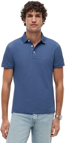 (-32%) Tommy Hilfiger Herren Poloshirt Kurzarm 1985 Slim Fit, Blau (Aegean Sea), XL