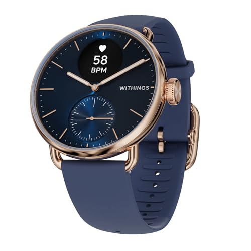 Withings ScanWatch 2, Hybrid Smartwatch, ECG, Vernetztes GPS, 38mm, Blau