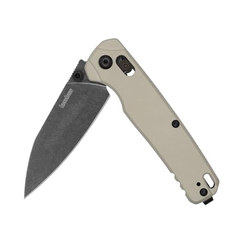 Kershaw Bel Air Pocket Knife, Made in The USA, 3.4 inch CPM MagnaCut Steel Blade, EDC Design, Duralock Locking Mechanism, Manual Folder, Pocketclip (Beige)
