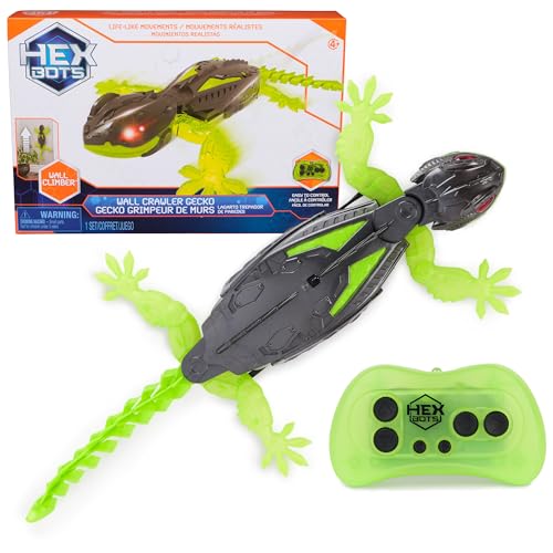 HEX BOTS Wall Crawler Gecko, Rechargeable Remote Control Robot Kids Toys, Climbs up Walls, RC Robot Toys for Boys & Girls Ages 4 & Up