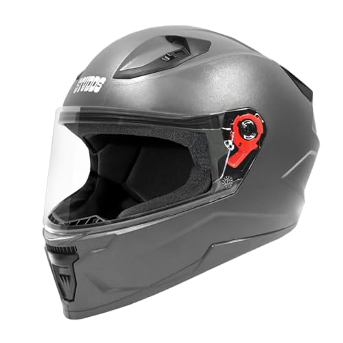 Raider Street ISI Certified Full Face Helmet for Men and Women with Clear Visor (Grey - L)