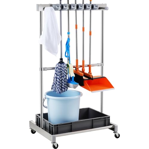 🔥 STARKER PREIS (-50%) VEVOR Gartengeräte Ständer 1243x508x660mm Gerätehalter Organizer Edelstahl PP Mehrzweck Gartengeräteaufbewahrungsregal 10 Werkzeugfächer 24 Haken Gartenwerkzeug Halter Besenhalter