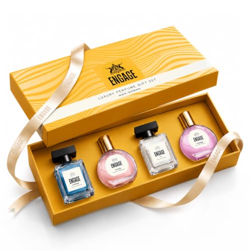 Engage Luxury Perfume Gift Set for Men & Women 80ml (20ml x 4)| Couple Gift | 4 Premium EDP Fragrances | Wedding Anniversary Luxury Gift| Travel Size 