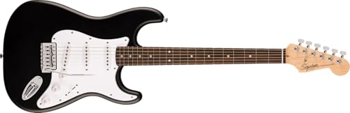 Fender Squier Debut Series Stratocaster Electric Guitar, Beginner Guitar, with 2-Year Warranty, Includes Free Lessons, Black with Matte Finish