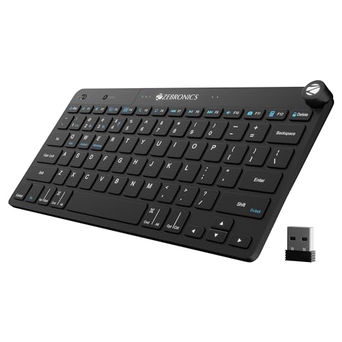 ZEBRONICS KEYPAD X1 Wireless Bluetooth Keyboard, Scissor Switches, 2.4GHz & Dual BT for (Mac | Android | Windows), Volume/Media Control Knob, Integrat