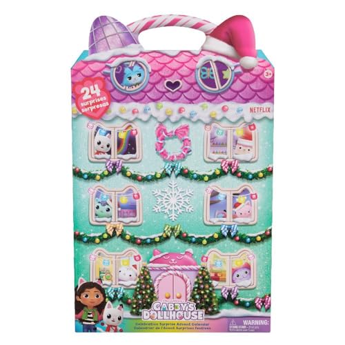 DreamWorks Gabby’s Dollhouse Advent Calendar, 24 Surprise Toys with Figures, Stickers & Dollhouse Accessories, Kids Toys for Girls & Boys Ages 3+