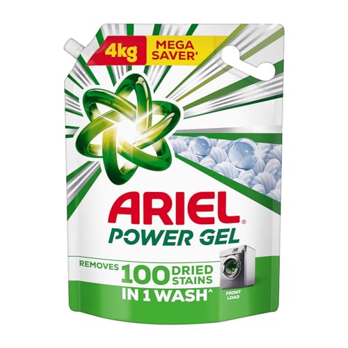 Ariel Power Gel Liquid Detergent for Front Load – 4kg | Removes 100 Dried Stains in 1 Wash | Faster Dissolving | Long-Lasting Fragrance | Color Protec