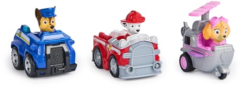 Paw Patrol: Deluxe Rescue Racers Triple Pack, Chase, Marshal & Skye Toy Cars with Pull-Back & Go, Kids’ Toys for Boys & Girls Ages 3 & up