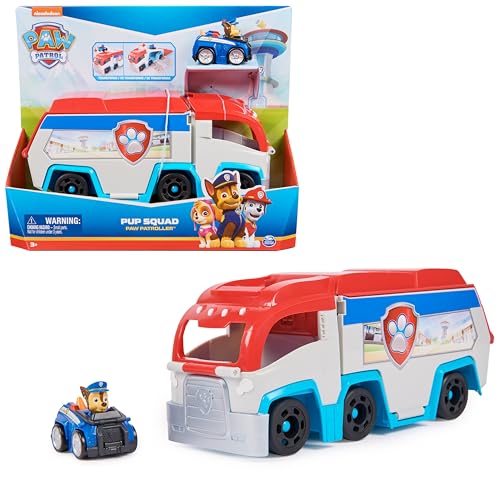 (-33%) PAW PATROL - Mini-Patroller Pup Squad Teamfahrzeug mit Chase, Transformer Spielzeug mit Startrampe, für Kinder ab 3 Jahren, 25cm