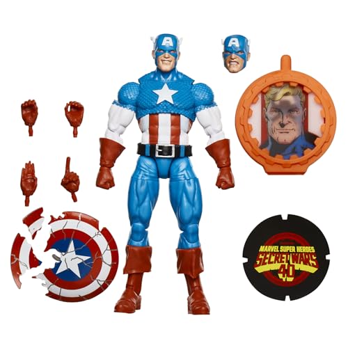 Marvel Legends Series Captain America, Avengers Retro Comics Secret Wars Collectible 6 Inch Action Figure with Shield