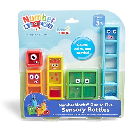 hand2mind Numberblocks One to Five Sensory Bottles, Numbers for Toddlers, Counting Toys, Calming Sensory Fidget Toys, Calm Down Corner Supplies, Social Emotional Learning, Birthday Gifts for Kids