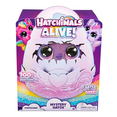 Hatchimals Alive, Mystery Hatch Pufficorn, Surprise Interactive Toy & Egg with Mist, Lights & Sounds (Styles May Vary), Kids Toys for Girls & Boys