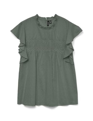 (-47%) VERO MODA Damen Vmtrine Sl Lace WVN Ga Noos Top, Laurel Wreath, XS