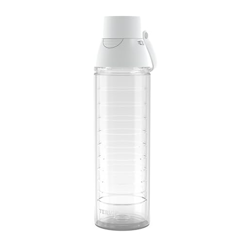 Tervis Venture Lite Clear & Colorful Lidded Made in USA Double Walled Insulated Tumbler Travel Cup Keeps Drinks Cold & Hot, 24oz Water Bottle, White Lid