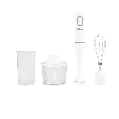 (-21%) Tristar Handmixer Set – 350 W – Extralanger Stab – Stabmixer – Zerkleinerer – Messbecher – Schneebesen – Weiß –MX-4851