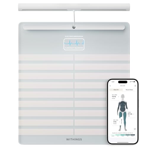 WITHINGS Body Scan - Smart Scale with Segmental Body Composition Analysis, Weighing Scales Body Weight & Vascular Age, Visceral Fat, Heart Rate, iOS/Android