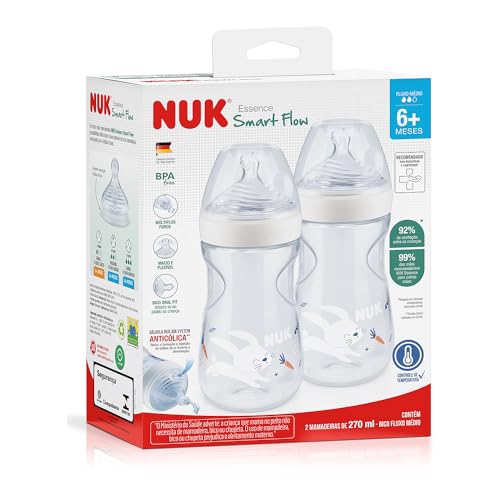 Kit de Mamadeiras Anticólica Essence Smart Flow 270ml NUK – Branca