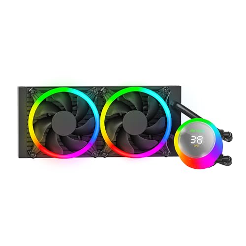 Ant Esports ICE Chroma 240 ARGB 240mm ARGB Liquid Cooler/AIO with CPU Temperature Display - Black | Support Intel & AMD CPU Socket AM5, AM4, AM3, LGA1