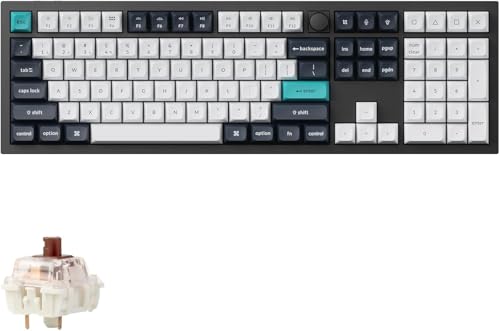 Keychron Q6 Max QMK/VIA Bluetooth Wireless /2.4 GHz/USB-C Wired Custom Mechanical Keyboard, Full Size Programmable Knob RGB Backlit Hot-Swappable Gateron Brown Switch for Mac Windows Linux - Black