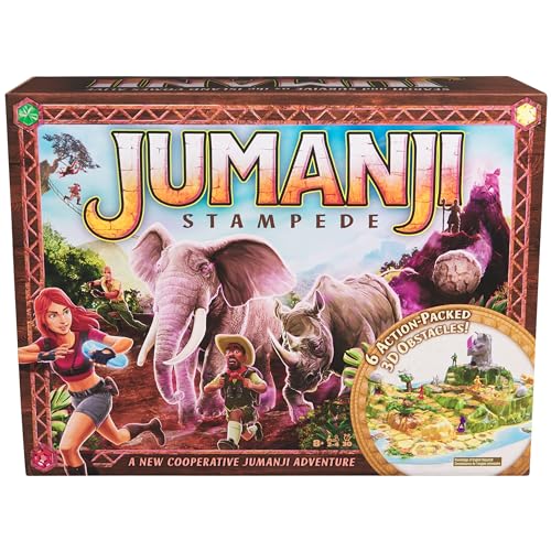 Spin Master Games, Jumanji Stampede, 3D Adventure Cooperative Board Game, for Fans of The Jumanji Movies, Face Off Against Jungle Emergencies, 2-4 Players, for Ages 8 & Up