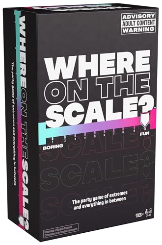 Spin Master Games, Where on The Scale, A Party Game of Extremes, for Friendsgiving, Bachelorette Parties, College, Birthdays, Happy Hour & More, 2 & Up Players, for Ages 18 & Up