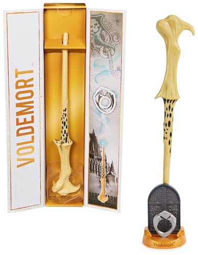 Wizarding World Harry Potter, 12-inch Magical Collector Voldemort Wand with Stand & Die-cast Icon, Magical Artifacts, Accessory for Halloween Costumes