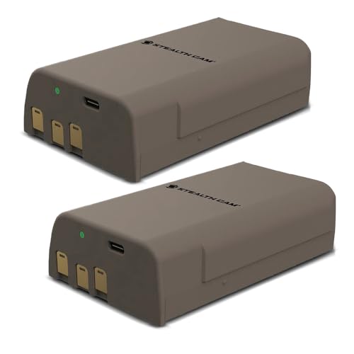 Stealth Cam FieldMax MAX-PAK Rechargeable 12-Volt/5000 mAh Lithium Battery Cartridge, Compatible w Hunting Cellular Trail Cameras, USB Charging Cable Included, 2-Pack