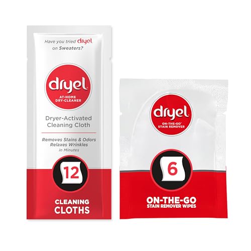 dryel At-Home Dry Cleaner Refill, New and Improved, Gentle Laundry Care for Special Fabrics and Dry-Clean-Only Clothes, 12 Loads with On-the-Go Stain Remover