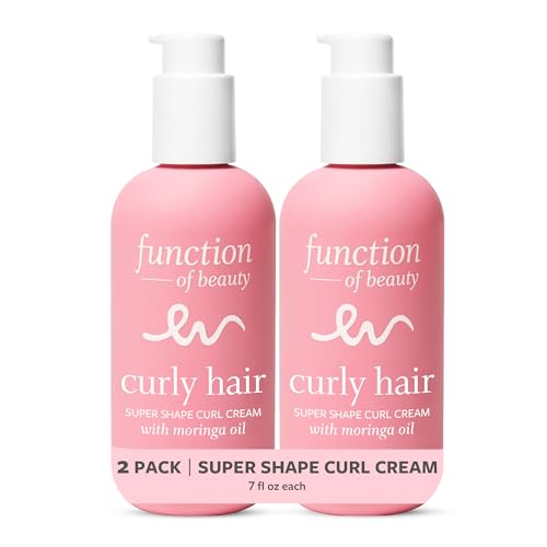 FUNCTION OF BEAUTY Super Shape Curl Cream for Curly Hair, 7 oz Each (2-Pack) - Formulated With Moringa Oil for Frizz-Free, Defined and Hydrated Manageable Curls