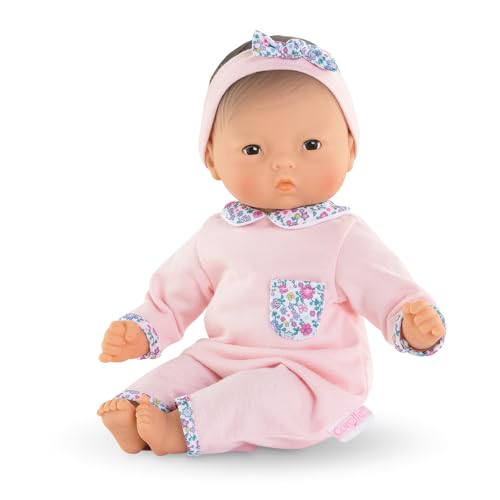 Corolle Bébé Calin Mila - 12" Soft Boy Baby Doll with Vanilla Scent, Pink Outfit & Sleeping Eyes for Girls Ages 18 Months+, Cute Reborn Realistic Baby Dolls for 2 Year Old Girls