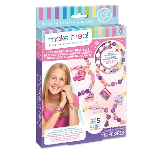 Make It Real Color Reveal DIY Bracelets Kit - Transforming Beads Craft Set for Kids