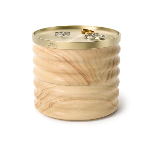 (-19%) Umbra Tesora Schmuckkästchen Holz 2 Ebenen, Deckel-Tablett, Natur/Messing