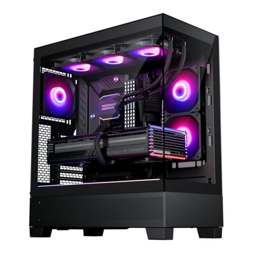 Phanteks XT View, Mid-Tower Gaming Chassis, Tempered Glass Front and Side Window, USB-C 3.2 Gen2, 3X M25-120 D-RGB Fans Included (Black)