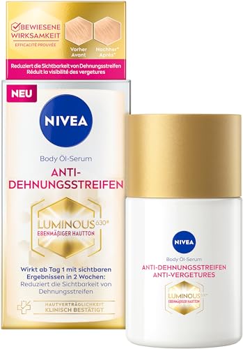 (-25%) NIVEA LUMINOUS630® Body Öl-Serum Anti-Dehnungsstreifen, Körperöl reduziert die Sichtbarkeit von Dehnungsstreifen, hochwirksame Öl-Serum Formel und spendet 48h Feuchtigkeit (100 ml)