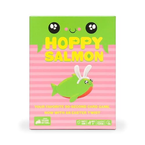 Exploding Kittens Hoppy Salmon 3-6 Players - Ages 6+ - 90 Second Rounds - Easy to Learn Quick Matching Card Game - Party Game, Family Game Night, Kid and Adult Card Game