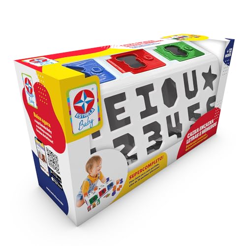Brinquedos Estrela - Caixa encaixa Letras e Números, Multicolorido, Estrela Baby