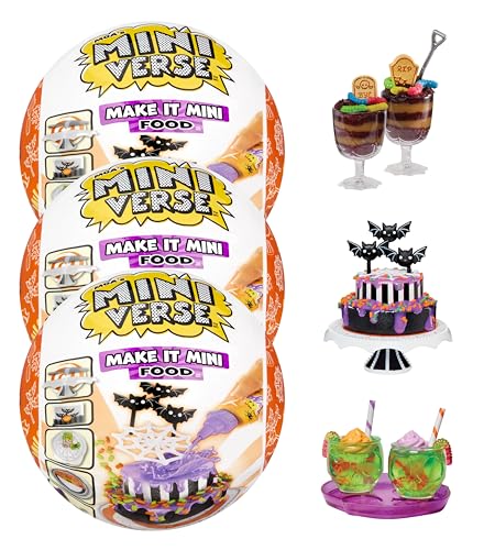 MGA's Miniverse Make It Mini Food Spooky Treats Series 2 Mini Collectibles 3 Pack - Seasonal, Blind Packaging, DIY, Resin, Replica Food, NOT Edible, Collectors, 8+