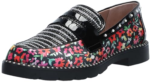 Betsey Johnson Women's Darian Loafer, Black Ditsy Floral, 10